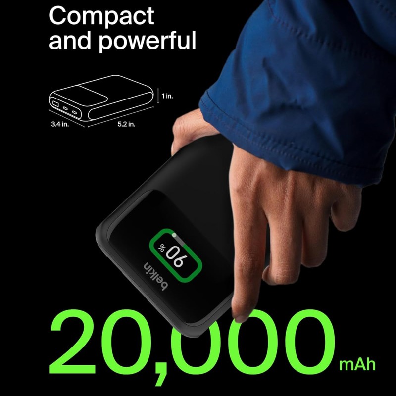 (Refurbished) Belkin Power Bank 65W 20000 mAh | Mobile & Laptop Power Bank | 2 USB-C PD Port | Compatible for Lenovo,HP,Dell,Microsoft,MacBook,iPhone 17,iPad,Samsung Galaxy S25,Google Pixel 10 | 2 Years Warranty (Refurbished) Belkin Power Bank 65W 20000 mAh | Mobile & Laptop Power Bank | 2 USB-C PD Port | Compatible for Lenovo,HP,Dell,Microsoft,MacBook,iPhone 17,iPad,Samsung Galaxy S25,Google Pixel 10 | 2 Years Warranty
