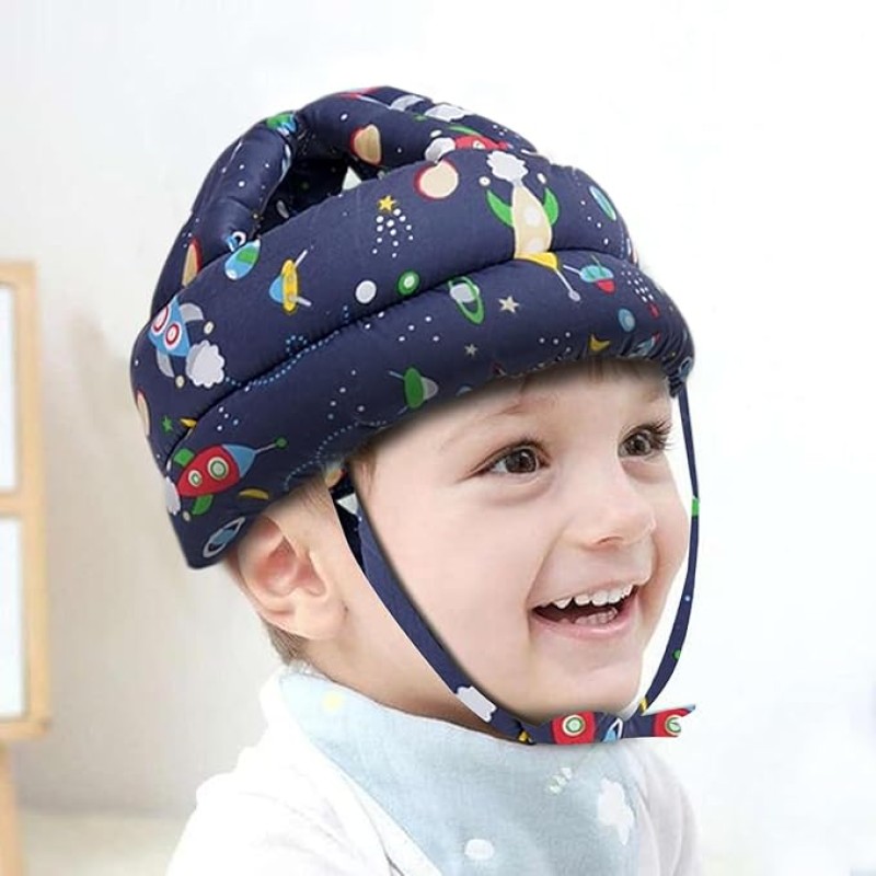 BabyPro Baby Head Safety Helmet for Crawling Walking Baby Head Protector - Head Protection for Safety 6 Months - 2 Years Soft Cushion Safety Headguard, Toddler Helmets Multi Printed (Dark Blue)