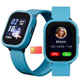 Vibez Smart Watch for Kids � SIM Card, 4G Voice Calling, GPS Location Tracker, Voice Chat, Video Call, Geo-Fencing, SOS Emergency, Health Monitoring Baby Smartwatch & Parental Control (Miracle, Blue)