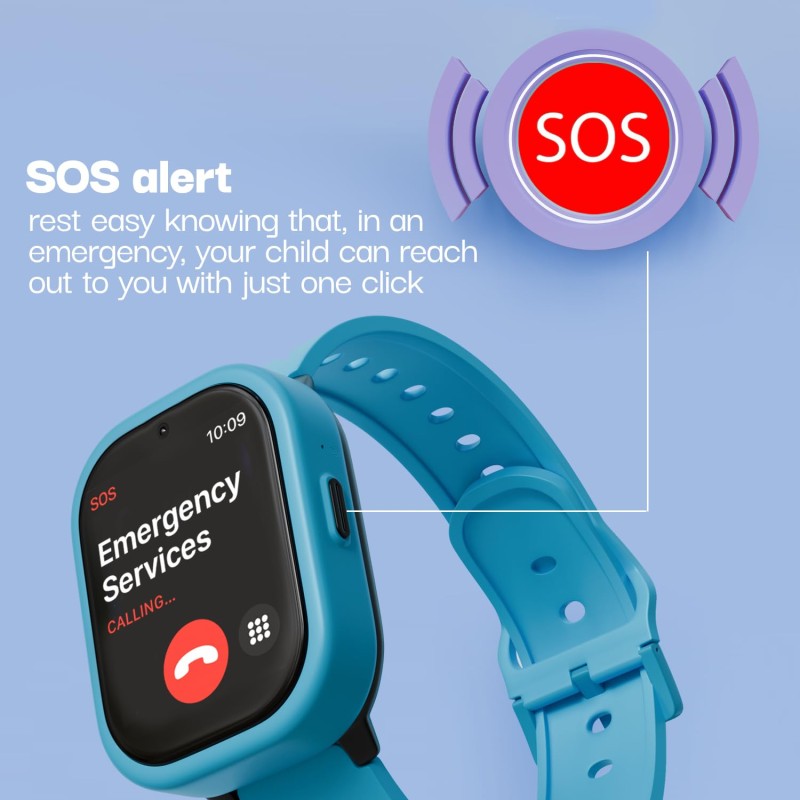 Vibez Smart Watch for Kids � SIM Card, 4G Voice Calling, GPS Location Tracker, Voice Chat, Video Call, Geo-Fencing, SOS Emergency, Health Monitoring Baby Smartwatch & Parental Control (Miracle, Blue) Vibez Smart Watch for Kids � SIM Card, 4G Voice Calling, GPS Location Tracker, Voice Chat, Video Call, Geo-Fencing, SOS Emergency, Health Monitoring Baby Smartwatch & Parental Control (Miracle, Blue)