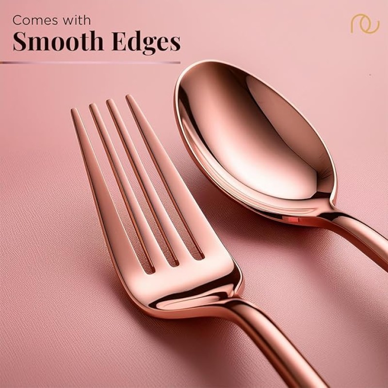 Cutlery (Set of 12, Stainless Steel PVD Rose Gold Spoons - 6 and Forks - 6), 100% Food Grade, Non Toxic, Anti-Rust, Dishwasher Safe, Perfect Gifting Set for All Occasions Cutlery (Set of 12, Stainless Steel PVD Rose Gold Spoons - 6 and Forks - 6), 100% Food Grade, Non Toxic, Anti-Rust, Dishwasher Safe, Perfect Gifting Set for All Occasions