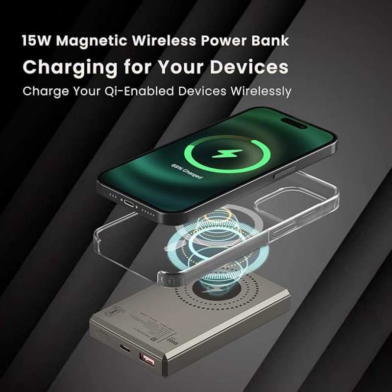 Portronics Luxcell MagClick 10k 10000 mAh 15W Magnetic Wireless Fast Charging Nano Power Bank Premium Finish, 22.5 Wired Output Compatible with iPhone 12 & Above,Type C Smartphones,Tablets(Beige) Portronics Luxcell MagClick 10k 10000 mAh 15W Magnetic Wireless Fast Charging Nano Power Bank Premium Finish, 22.5 Wired Output Compatible with iPhone 12 & Above,Type C Smartphones,Tablets(Beige)