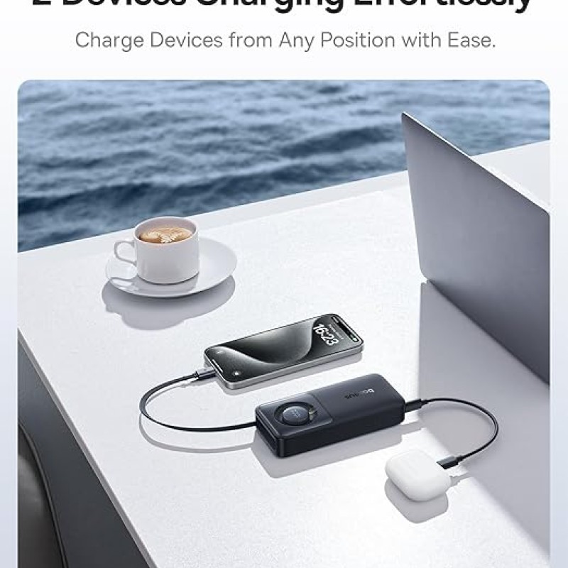 Baseus Free2Pull 10000mAh 30W Fast Charging Power Bank � Built-in Retractable USB-C Cable, Digital Display, Compact Design � Cosmic Black Baseus Free2Pull 10000mAh 30W Fast Charging Power Bank � Built-in Retractable USB-C Cable, Digital Display, Compact Design � Cosmic Black