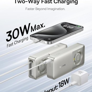 Baseus Free2Pull 10000mAh 30W Portable Power Bank Built-in Retractable USB-C Cable, Digital Display, PD Fast Charging Lunar Gray Baseus Free2Pull 10000mAh 30W Portable Power Bank Built-in Retractable USB-C Cable, Digital Display, PD Fast Charging Lunar Gray
