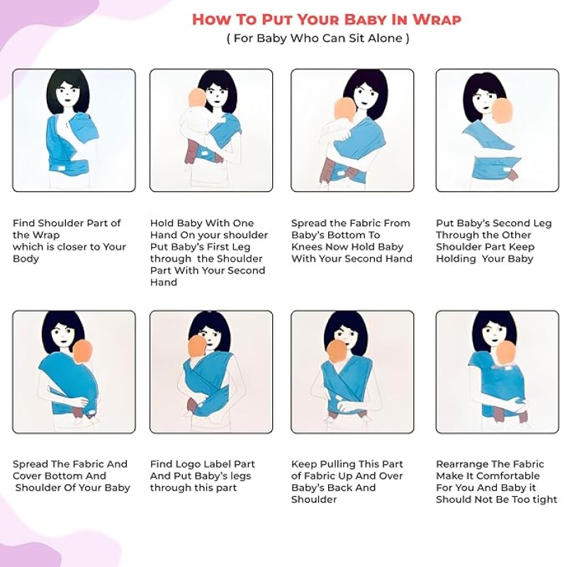 Bembika Adjustable Hands-Free Baby Sling Carrier Baby Wrapping Cloth for New Born with Comfortable Carrying Positions Lightweight & Travel Friendly Baby Wraping Cloth-(Black) Bembika Adjustable Hands-Free Baby Sling Carrier Baby Wrapping Cloth for New Born with Comfortable Carrying Positions Lightweight & Travel Friendly Baby Wraping Cloth-(Black)