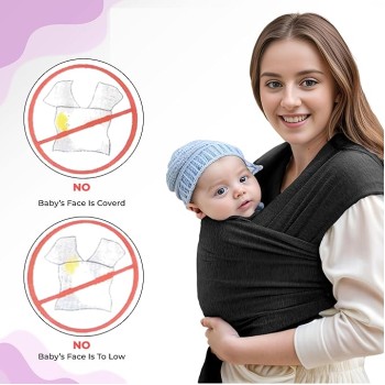 Bembika Adjustable Hands-Free Baby Sling Carrier Baby Wrapping Cloth for New Born with Comfortable Carrying Positions Lightweight & Travel Friendly Baby Wraping Cloth-(Black) Bembika Adjustable Hands-Free Baby Sling Carrier Baby Wrapping Cloth for New Born with Comfortable Carrying Positions Lightweight & Travel Friendly Baby Wraping Cloth-(Black)