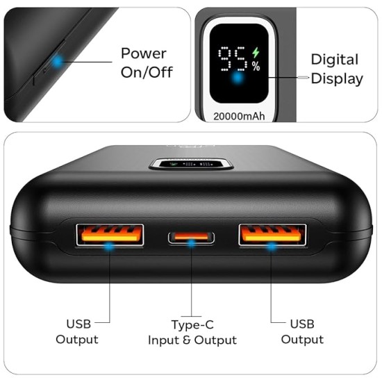 pTron Dynamo Ultra 20000mAh Power Bank, 22.5W Superfast Charging, Compact Size, Type-C/PD 20W Fast Charging, Supports VOOC/Wrap/Dash/Quick Charge Protocols, 3 Output Ports, Type-C Input/Output (Black) pTron Dynamo Ultra 20000mAh Power Bank, 22.5W Superfast Charging, Compact Size, Type-C/PD 20W Fast Charging, Supports VOOC/Wrap/Dash/Quick Charge Protocols, 3 Output Ports, Type-C Input/Output (Black)
