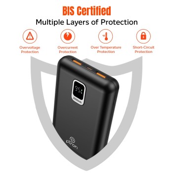 pTron Dynamo Ultra 20000mAh Power Bank, 22.5W Superfast Charging, Compact Size, Type-C/PD 20W Fast Charging, Supports VOOC/Wrap/Dash/Quick Charge Protocols, 3 Output Ports, Type-C Input/Output (Black)