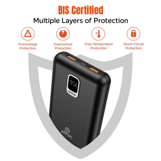 pTron Dynamo Ultra 20000mAh Power Bank, 22.5W Superfast Charging, Compact Size, Type-C/PD 20W Fast Charging, Supports VOOC/Wrap/Dash/Quick Charge Protocols, 3 Output Ports, Type-C Input/Output (Black) pTron Dynamo Ultra 20000mAh Power Bank, 22.5W Superfast Charging, Compact Size, Type-C/PD 20W Fast Charging, Supports VOOC/Wrap/Dash/Quick Charge Protocols, 3 Output Ports, Type-C Input/Output (Black)