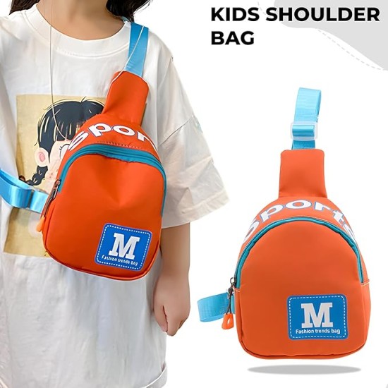BEMBIKA Kids Shoulder Bag - Compact and Stylish Children Sling Bag, Coin Purse Waist Backpack With Crossbody Shoulder Bag Design, Sling Bag Daypack Travling & Hiking Chest Bag-(Red)