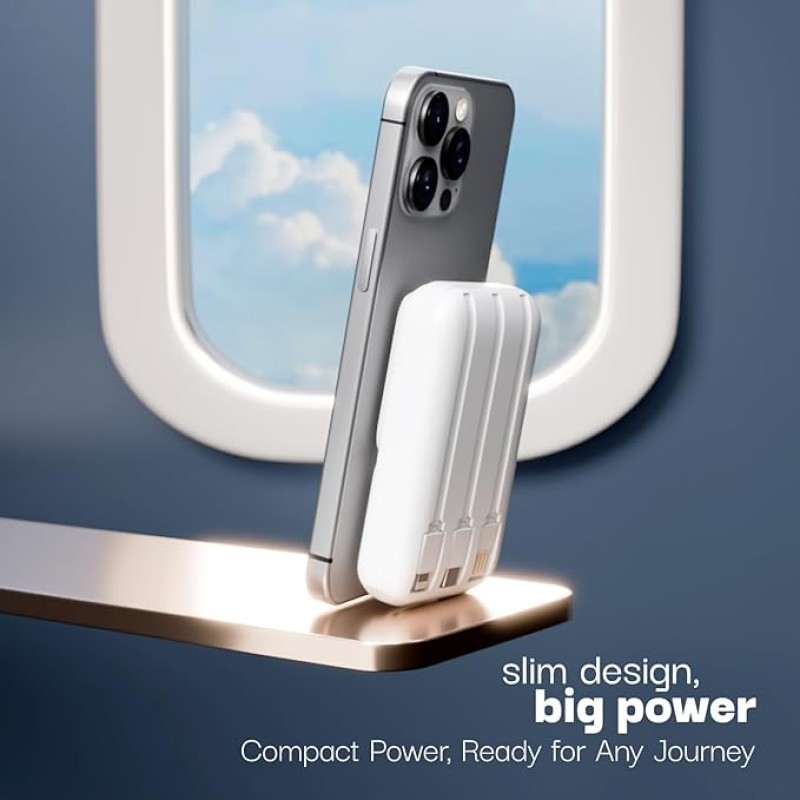 Lifelong Electronics 10000mAh MagSafe Wireless Fast Charging Power Bank | Slim & Compact | For iPhone & All Wireless Enabled Phone | Type C & Lightning Input | 3 In-built Cables| 15W Wireless | QC 3.0 Lifelong Electronics 10000mAh MagSafe Wireless Fast Charging Power Bank | Slim & Compact | For iPhone & All Wireless Enabled Phone | Type C & Lightning Input | 3 In-built Cables| 15W Wireless | QC 3.0