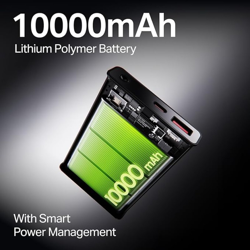 boAt Energyshroom PB300 Pro 10000mAh | Pocket Size Compact Power Bank, USB Type-C Input (2-Way Port), Pass-Through Charging, Compatible with Tablets, Smartphones, Earbuds, Smartwatch(Steel Blue)