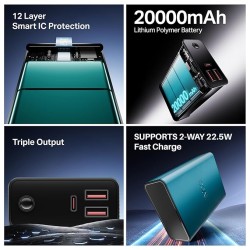 boAt Energyshroom PB400 Pro 20000mAh | Pocket Size, Compact Power Bank w/USB Type-C Input (2-Way Port), 3X Output Ports, Compatible with Tablets, Smartphones, Earbuds, Smartwatch(Steel Blue) boAt Energyshroom PB400 Pro 20000mAh | Pocket Size, Compact Power Bank w/USB Type-C Input (2-Way Port), 3X Output Ports, Compatible with Tablets, Smartphones, Earbuds, Smartwatch(Steel Blue)