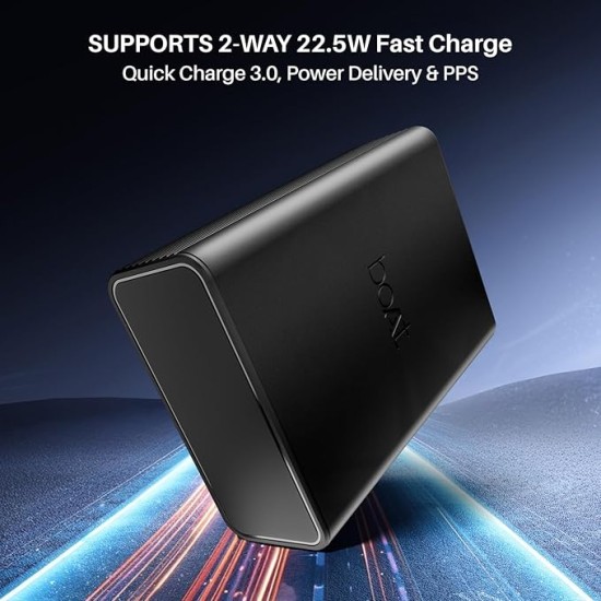 boAt Energyshroom PB400 Pro 20000mAh | Pocket Size, Compact Power Bank w/USB Type-C Input (2-Way Port), 3X Output Ports, Compatible with Tablets, Smartphones, Earbuds, Smartwatch(Carbon Black)