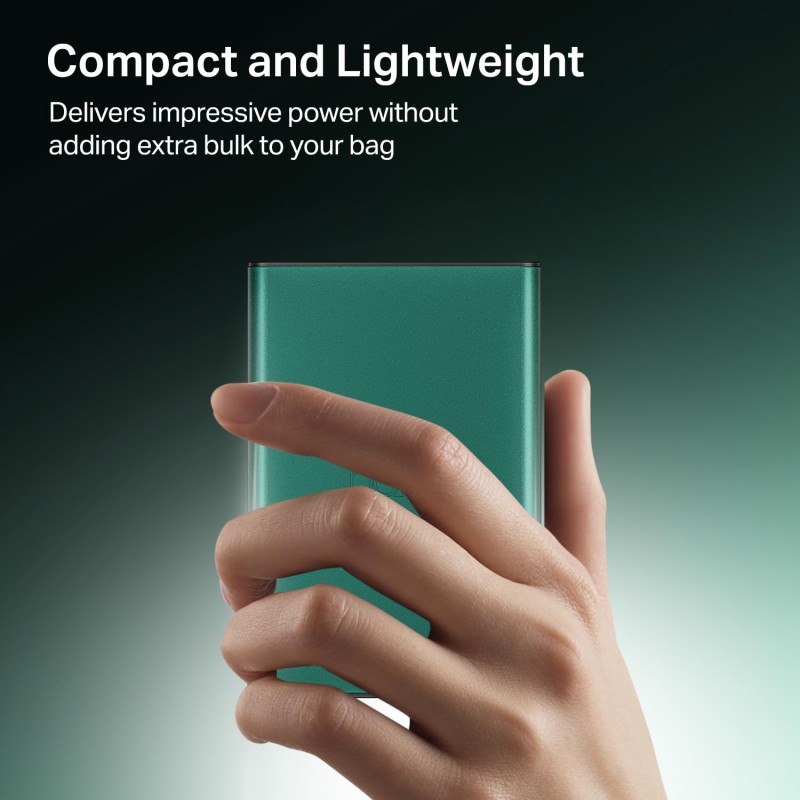 (Refurbished) Boat Energyshroom PB300 Pro 10000 mAh 22.5W Pocket Size, Compact Power Bank, Fast Charging (2X Output Ports, Supports Android, iPhone, Tablets, Earbuds, etc.) (Emerald Green), USB Type C (Refurbished) Boat Energyshroom PB300 Pro 10000 mAh 22.5W Pocket Size, Compact Power Bank, Fast Charging (2X Output Ports, Supports Android, iPhone, Tablets, Earbuds, etc.) (Emerald Green), USB Type C