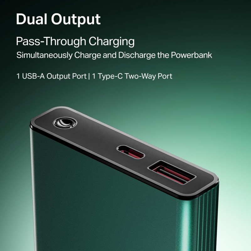 (Refurbished) Boat Energyshroom PB300 Pro 10000 mAh 22.5W Pocket Size, Compact Power Bank, Fast Charging (2X Output Ports, Supports Android, iPhone, Tablets, Earbuds, etc.) (Emerald Green), USB Type C (Refurbished) Boat Energyshroom PB300 Pro 10000 mAh 22.5W Pocket Size, Compact Power Bank, Fast Charging (2X Output Ports, Supports Android, iPhone, Tablets, Earbuds, etc.) (Emerald Green), USB Type C