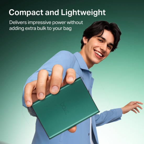 boAt Energyshroom PB400 Pro 20000mAh | Pocket Size, Compact Power Bank w/Type-C Input (2-Way Port), 3X Output Ports, Compatible with Tablets, Smartphones, Earbuds, Smartwatch(Emerald Green)