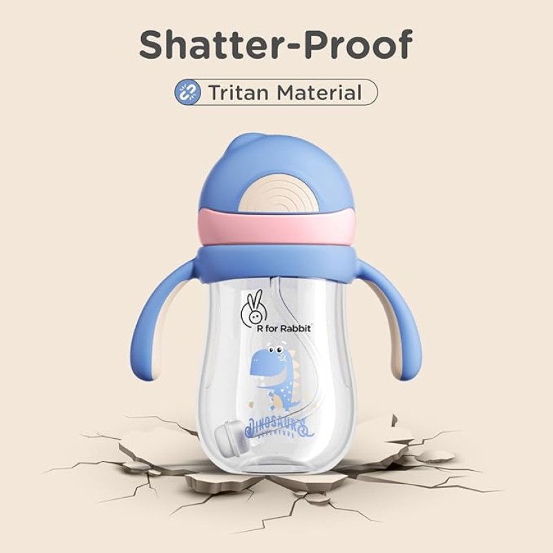 R for Rabbit Tritan Dino 320ml Baby Straw Sipper for Kids | Twin Handle Non Toxic BPA Free Soft Silicone Straw Sippy Bottle | Leak Proof Drinking Sippy Cup for 9+ Months Babies (Pink Blue) R for Rabbit Tritan Dino 320ml Baby Straw Sipper for Kids | Twin Handle Non Toxic BPA Free Soft Silicone Straw Sippy Bottle | Leak Proof Drinking Sippy Cup for 9+ Months Babies (Pink Blue)