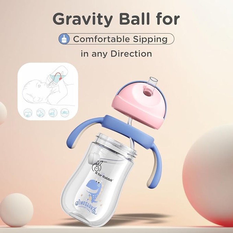 R for Rabbit Tritan Dino 320ml Baby Straw Sipper for Kids | Twin Handle Non Toxic BPA Free Soft Silicone Straw Sippy Bottle | Leak Proof Drinking Sippy Cup for 9+ Months Babies (Pink Blue) R for Rabbit Tritan Dino 320ml Baby Straw Sipper for Kids | Twin Handle Non Toxic BPA Free Soft Silicone Straw Sippy Bottle | Leak Proof Drinking Sippy Cup for 9+ Months Babies (Pink Blue)