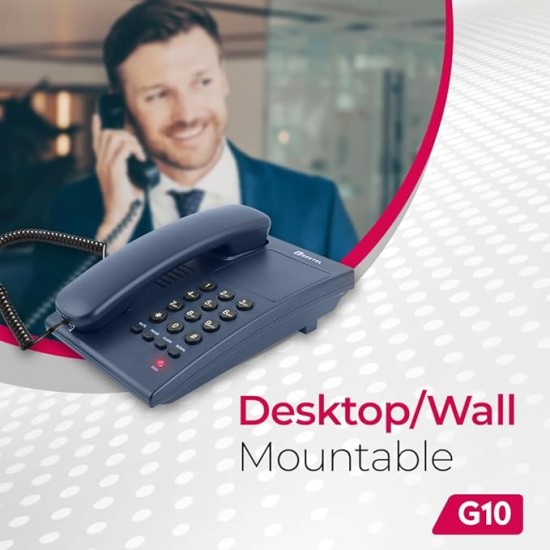 Beetel G10 Newly Launched, Corded Landline Phone, Ringer LED Indication, Desk and Wall Mountable, 3 Step Ringer Volume Control, Tone/Puls/Flash/Pause/Redial, TEC Certified (G10 Blue)