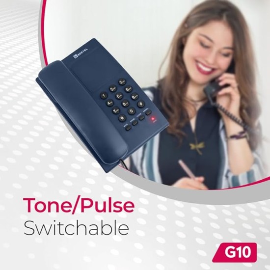 Beetel G10 Newly Launched, Corded Landline Phone, Ringer LED Indication, Desk and Wall Mountable, 3 Step Ringer Volume Control, Tone/Puls/Flash/Pause/Redial, TEC Certified (G10 Blue)