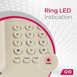 Beetel G10 Newly Launched,Expandable Cordless Landline Phone, Ringer LED Indication, Desk and Wall Mountable, 3 Step Ringer Volume Control, Tone/Puls/Flash/Pause/Redial, TEC Certified (G10 Warm Grey)