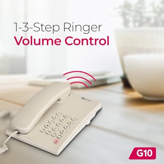 Beetel G10 Newly Launched,Expandable Cordless Landline Phone, Ringer LED Indication, Desk and Wall Mountable, 3 Step Ringer Volume Control, Tone/Puls/Flash/Pause/Redial, TEC Certified (G10 Warm Grey)