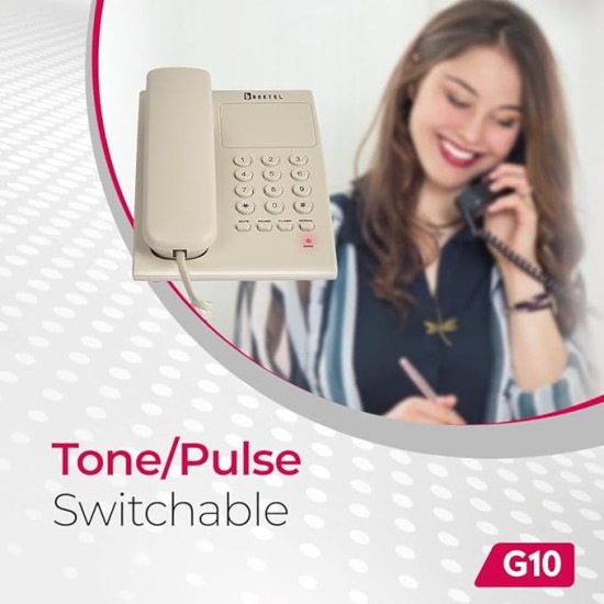 Beetel G10 Newly Launched,Expandable Cordless Landline Phone, Ringer LED Indication, Desk and Wall Mountable, 3 Step Ringer Volume Control, Tone/Puls/Flash/Pause/Redial, TEC Certified (G10 Warm Grey)