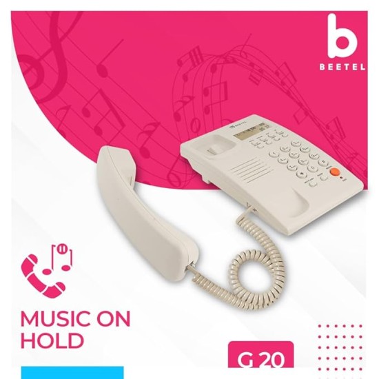 Beetel Newly Launched G20,TEC Certified,Caller ID Landline with LCD Display,Ringer LED,Adjustable Handset/Ringer Volume,Music on Hold,Wall Mountable,3 Level LCD Contrast,Alarm(G20-Warm Grey)
