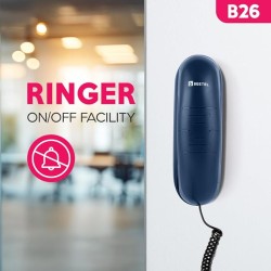 Beetel B26 Corded Slim Landline Phone,Ringer Volume Control,Wall/Desk Mountable,Ringer On/Off Switch,Clear Call Quality,Compact Design,Tone Pulse/Flash/Redial Function (Made in India) (Blue)(B26)
