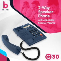 Beetel Newly Launched G30 Landline, TEC Certified, Caller ID LCD Display, Ringer LED, DTMF/FSK Compatible, 2-Way Adjustable Speaker Phone, Desk/Wall Mountable, 3 Level LCD Contrast(G30-Blue)