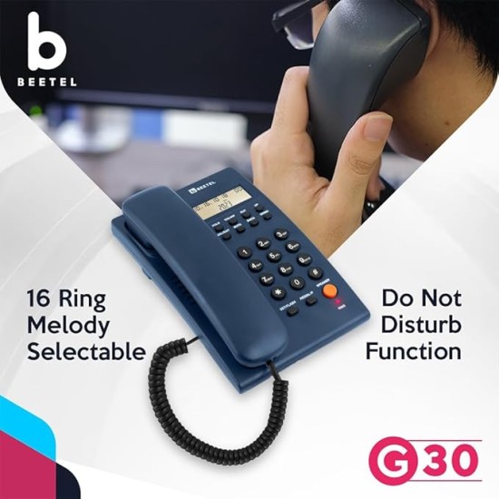 Beetel Newly Launched G30 Landline, TEC Certified, Caller ID LCD Display, Ringer LED, DTMF/FSK Compatible, 2-Way Adjustable Speaker Phone, Desk/Wall Mountable, 3 Level LCD Contrast(G30-Blue)