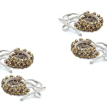 UAPAN Brass Ghungroo White cotton string Bells (1.6 CM, 25+25, Pair, pack of 2 pair)