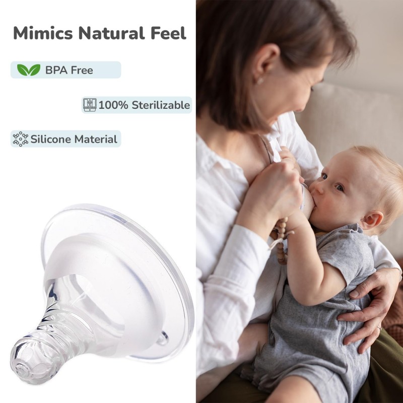 R for Rabbit First Feed Soft Silicone Nipple Teat for Glass, PP, and Stainless Steel Bottles (Size - L) Pack of 2