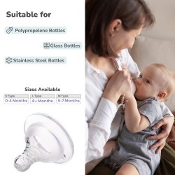 R for Rabbit First Feed Soft Silicone Nipple Teat for Glass, PP, and Stainless Steel Bottles (Size - L) Pack of 2