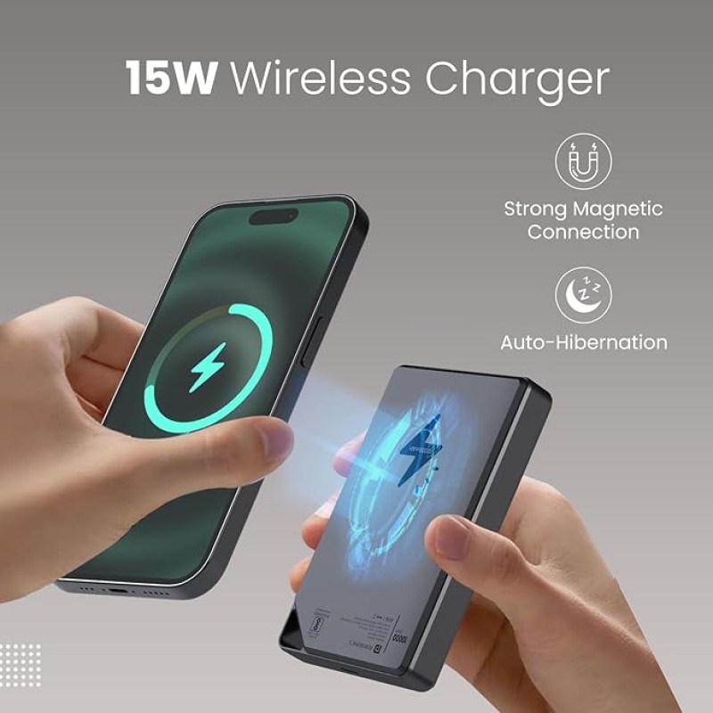 Portronics Boosty 10K 10000mAh 15W Wireless Magnetic Fast Charging Nano Powerbank, Metallic Finish, 20W Type C PD Output, Light Weight, Compatible with iPhone 12 Above, Other Qi Enabled Devices Portronics Boosty 10K 10000mAh 15W Wireless Magnetic Fast Charging Nano Powerbank, Metallic Finish, 20W Type C PD Output, Light Weight, Compatible with iPhone 12 Above, Other Qi Enabled Devices
