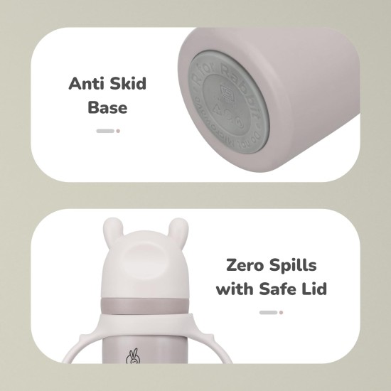 R for Rabbit Steebo Fusion Premium Stainless Steel Spout Cup for Baby, Leak & Spill Proof BPA Free Soft Silicone Straw Drinking Spout Sipper Bottle for Baby Boy & Girl of 6+ Months (270ml, Beige)