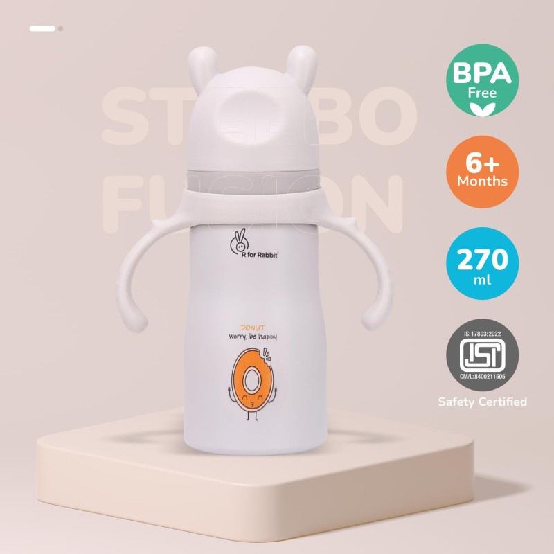 R for Rabbit Steebo Fusion Premium Stainless Steel Spout Cup for Baby, Leak & Spill Proof BPA Free Soft Silicone Straw Drinking Spout Sipper Bottle for Baby Boy & Girl of 6+ Months (270ml, Beige) R for Rabbit Steebo Fusion Premium Stainless Steel Spout Cup for Baby, Leak & Spill Proof BPA Free Soft Silicone Straw Drinking Spout Sipper Bottle for Baby Boy & Girl of 6+ Months (270ml, Beige)