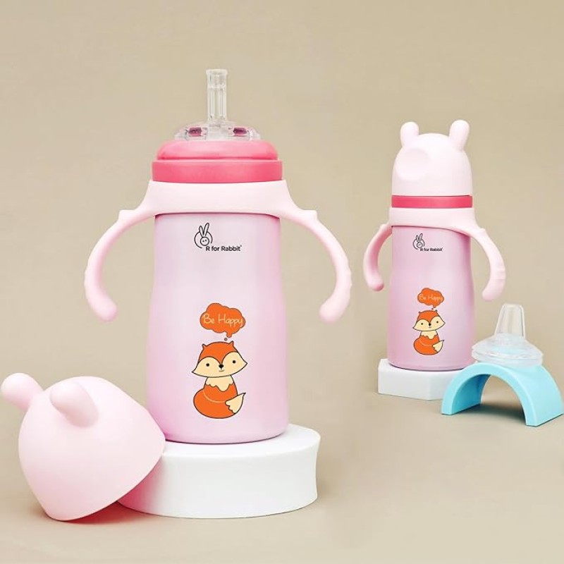 R for Rabbit Steebo Tiny Tales Premium Stainless Steel Straw Sipper for Baby, Leak & Spill Proof BPA Free Soft Silicone Straw Drinking Sipper Bottle for Baby Boy & Girl of 6+ Months (270ml, Pink) R for Rabbit Steebo Tiny Tales Premium Stainless Steel Straw Sipper for Baby, Leak & Spill Proof BPA Free Soft Silicone Straw Drinking Sipper Bottle for Baby Boy & Girl of 6+ Months (270ml, Pink)