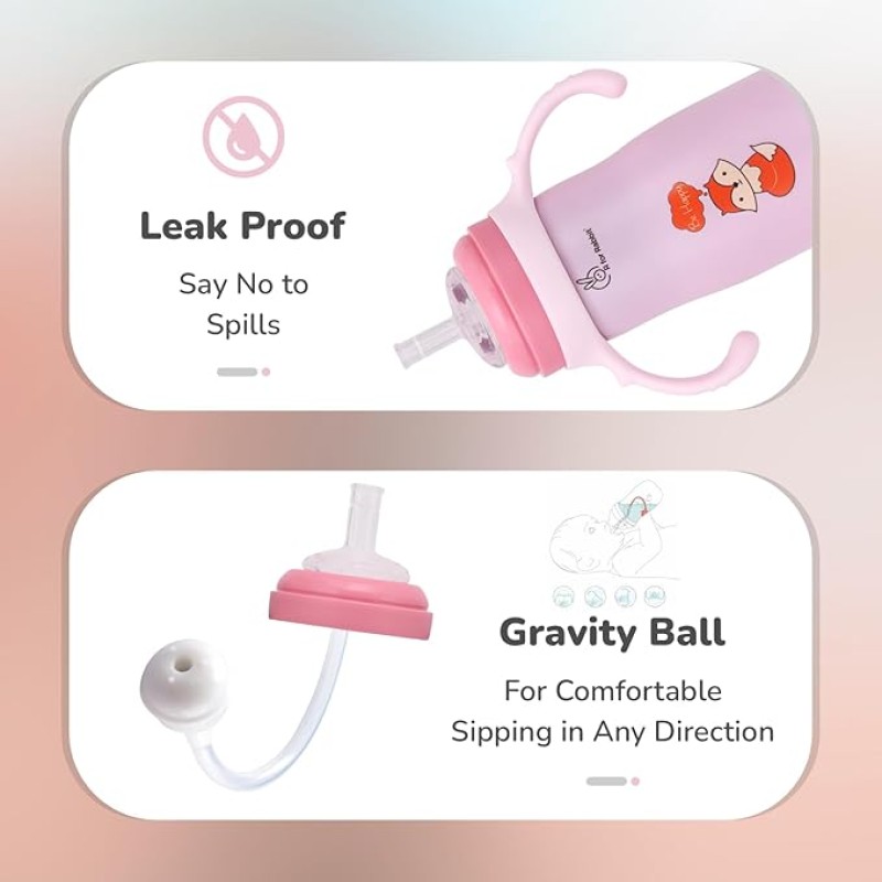 R for Rabbit Steebo Tiny Tales Premium Stainless Steel Straw Sipper for Baby, Leak & Spill Proof BPA Free Soft Silicone Straw Drinking Sipper Bottle for Baby Boy & Girl of 6+ Months (270ml, Pink) R for Rabbit Steebo Tiny Tales Premium Stainless Steel Straw Sipper for Baby, Leak & Spill Proof BPA Free Soft Silicone Straw Drinking Sipper Bottle for Baby Boy & Girl of 6+ Months (270ml, Pink)