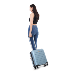 Spacewalk Cadillac PC, 42 litres Hard Spinner, Cabin Suitcase, 18 Inch, 8 Wheels, 3 Years Warranty, Sky Blue