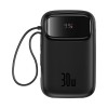 (Refurbished) Baseus QPow 2 10000mAh 30W Fast-Charging Power Bank – Dual Built-in Type-C Cables, Digital Display, PD Compatible – Cluster Black (Refurbished) Baseus QPow 2 10000mAh 30W Fast-Charging Power Bank – Dual Built-in Type-C Cables, Digital Display, PD Compatible – Cluster Black