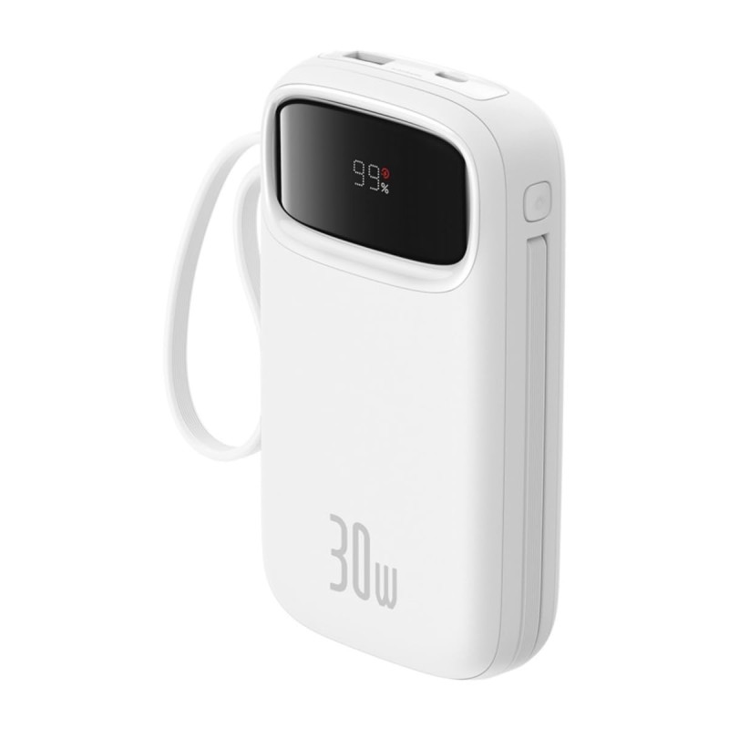 (Refurbished) Baseus QPow 2 Digital Display Fast-Charging Power Bank with 2 Built-in Type-C Cable 20000mAh 30W Moon White (Refurbished) Baseus QPow 2 Digital Display Fast-Charging Power Bank with 2 Built-in Type-C Cable 20000mAh 30W Moon White