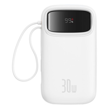 Baseus QPow 2 Digital Display Fast-Charging Power Bank with 2 Built-in Type-C Cable 20000mAh 30W Moon White Baseus QPow 2 Digital Display Fast-Charging Power Bank with 2 Built-in Type-C Cable 20000mAh 30W Moon White