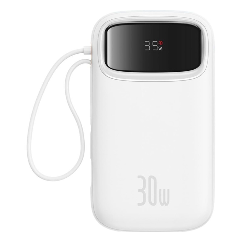 (Refurbished) Baseus QPow 2 Digital Display Fast-Charging Power Bank with 2 Built-in Type-C Cable 20000mAh 30W Moon White (Refurbished) Baseus QPow 2 Digital Display Fast-Charging Power Bank with 2 Built-in Type-C Cable 20000mAh 30W Moon White