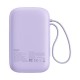 Baseus QPow 2 10000mAh 30W Fast-Charging Power Bank – Dual Built-in Type-C Cables, Digital Display, PD Compatible – Nebula Purple