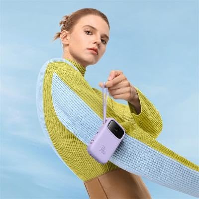 Baseus QPow 2 10000mAh 30W Fast-Charging Power Bank � Dual Built-in Type-C Cables, Digital Display, PD Compatible � Nebula Purple Baseus QPow 2 10000mAh 30W Fast-Charging Power Bank � Dual Built-in Type-C Cables, Digital Display, PD Compatible � Nebula Purple