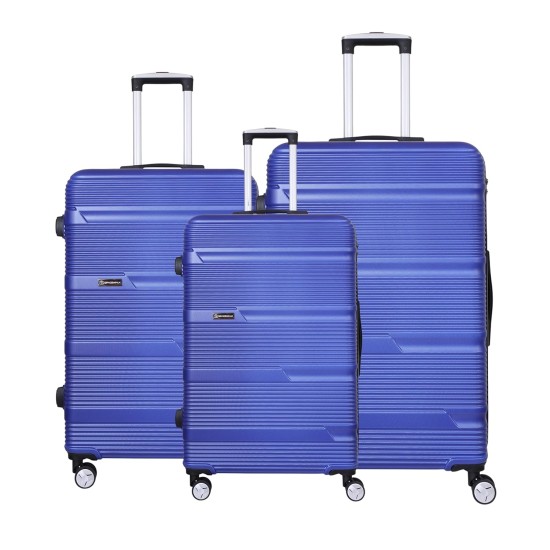 Spacewalk Gloster Hard Luggage Set of 3, 57 cm, 67 cm & 77 cm, 8 Wheels, Blue