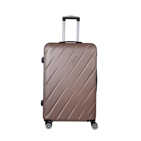 Spacewalk Stylux Hard Luggage, 77 cm, 8 Wheels, 3 Year Warranty, Brown