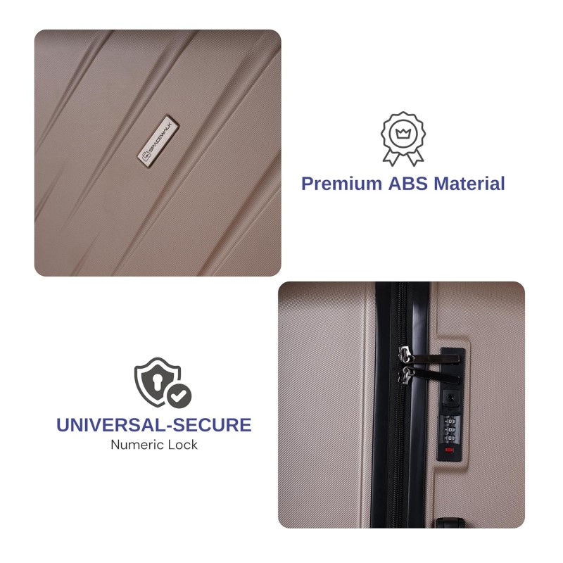 SPACEWALK STYLUX Hard Case ABS Luggage, 107L, LARGE, 8 Spinner Wheels, TSA Lock, Anti-Theft Zip, Lightweight & Durable, 3-Year Warranty, Made in India SPACEWALK STYLUX Hard Case ABS Luggage, 107L, LARGE, 8 Spinner Wheels, TSA Lock, Anti-Theft Zip, Lightweight & Durable, 3-Year Warranty, Made in India
